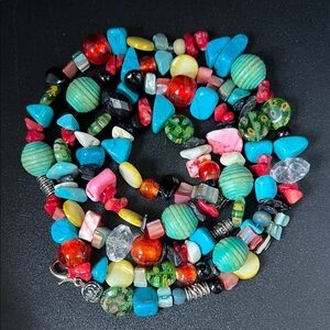Vintage Southwestern Beaded 36” Treasure Necklace